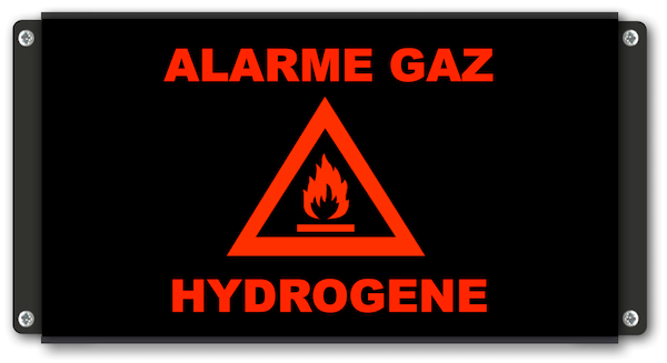 Panneau d'affichage lumineux extra plat ALARME GAZ HYDROGENE avec pictogramme flamme