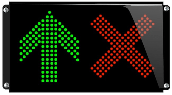 Panneau lumineux étanche pictogramme croix flèche