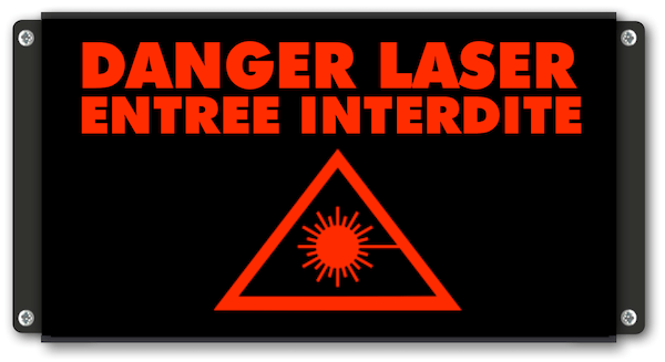 Panneau d'affichage lumineux DANGER LASER ENTREE INTERDITE avec pictogramme
