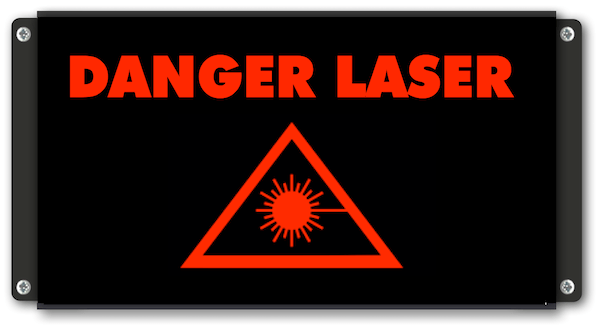 Pictogramme lumineux 'danger laser, exemple de signalisation SREI