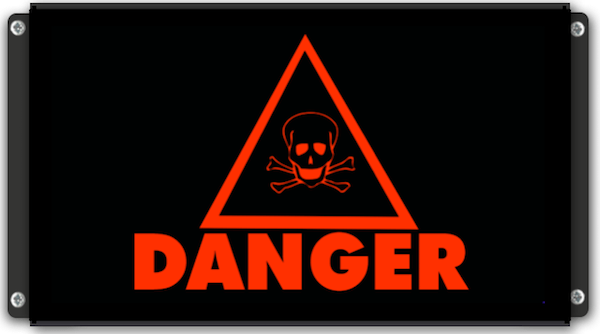 Panneau d'affichage lumineux Danger de mort avec pictogramme tête de mort
