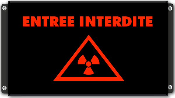 Panneau d'affichage lumineux Entrée Interdite Radiations avec pictogramme radiation