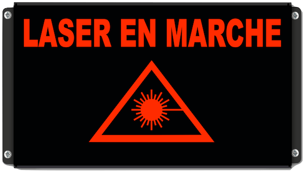 Pictogramme lumineux laser en marche pour sécurité optique